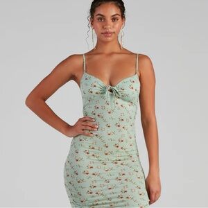 Windsor | Blue Floral Mini Bodycon Dress XS